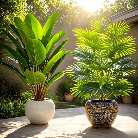 2pcs Large Artificial Plants with 24 Leaves - Wide Leaf