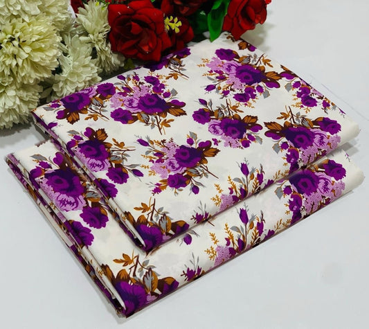 2 Pcs Women's Unstitched polo Cotton Printed Suit