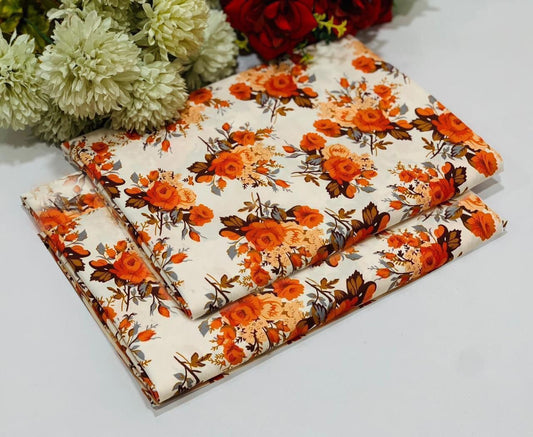2 Pcs Women's Unstitched polo Cotton Printed Suit