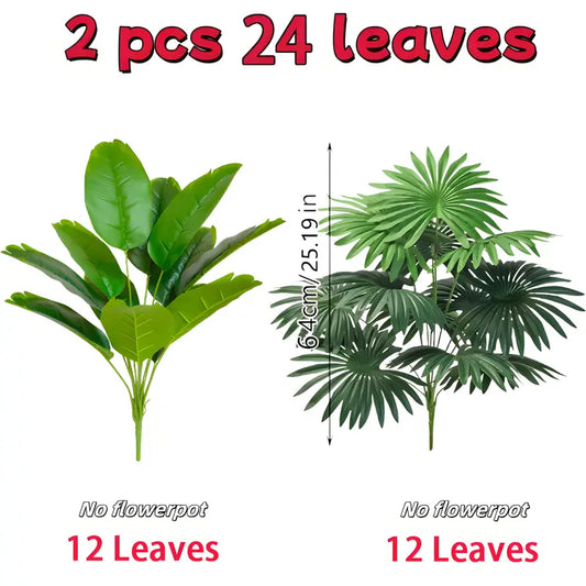 2pcs Large Artificial Plants with 24 Leaves - Wide Leaf